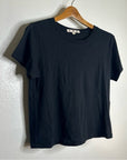 AMO 100% Cotton Black Short Sleeve Classic Distressed Hem T - Shirt