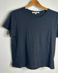 AMO 100% Cotton Black Short Sleeve Classic Distressed Hem T - Shirt
