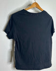 AMO 100% Cotton Black Short Sleeve Classic Distressed Hem T - Shirt