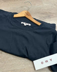 AMO 100% Cotton Black Short Sleeve Classic Distressed Hem T - Shirt