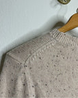 Theory Wool Cashmere Neutral Cable Knit Cream Cropped Sweater