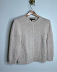 Theory Wool Cashmere Neutral Cable Knit Cream Cropped Sweater