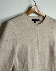 Theory Wool Cashmere Neutral Cable Knit Cream Cropped Sweater