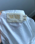 Nation LA 100% Pima Cotton White V- Neck Crochet Sleeve Blouse Top
