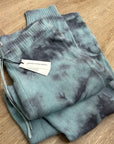 Unsubscribed 100% Cashmere Blue Tie Dye Jogger Sweater Pant Relaxed Fit