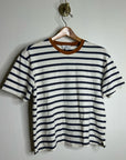 AG 100% Cotton Blue Striped Two Tone T - Shirt