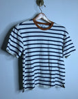 AG 100% Cotton Blue Striped Two Tone T - Shirt