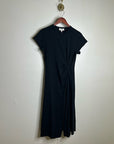 Nation LA 100% Pima Cotton Black Cinched T- Shirt Short Sleeve Midi Dress