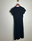 Nation LA 100% Pima Cotton Black Cinched T- Shirt Short Sleeve Midi Dress