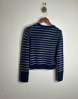 OGD 100% Cashmere Navy White Striped Blakely Cashmere Pullover