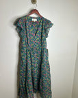 Trovata 100% Cotton Kristi Tiered Floral Button Down Short Sleeve Midi Dress