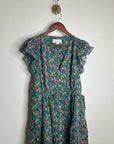 Trovata 100% Cotton Kristi Tiered Floral Button Down Short Sleeve Midi Dress
