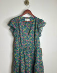 Trovata 100% Cotton Kristi Tiered Floral Button Down Short Sleeve Midi Dress