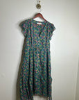 Trovata 100% Cotton Kristi Tiered Floral Button Down Short Sleeve Midi Dress