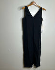 MATE The Label 100% Organic Linen Tank Center Seam Midi Dress Black