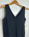 MATE The Label 100% Organic Linen Tank Center Seam Midi Dress Black