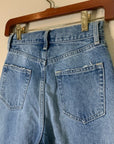 Moussy 100% Cotton High Waisted Cropped Raw Hem Jean