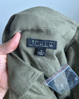 J. Crew 100% Linen Popover Long Sleeve Mini Dress in Army Green