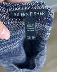 Eileen Fisher 100% Organic Linen Knit Tunic Long Tank Top Navy Blue Cream