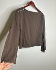 Nation LA 100% Cotton Rochelle Boat-Neck Sweater in Espresso Brown