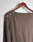 Nation LA 100% Cotton Rochelle Boat-Neck Sweater in Espresso Brown