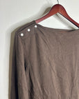 Nation LA 100% Cotton Rochelle Boat-Neck Sweater in Espresso Brown