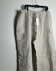 Reformation 100% Linen Ethan Relaxed Fit Cargo Wide Leg Pant in Oatmeal