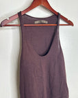 Enza Costa Wool Cashmere Knit Scoop Neck Chocolate Brown Sweater Tank