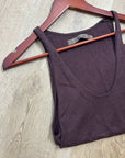 Enza Costa Wool Cashmere Knit Scoop Neck Chocolate Brown Sweater Tank