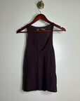 Enza Costa Wool Cashmere Knit Scoop Neck Chocolate Brown Sweater Tank