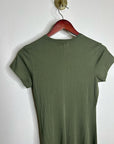 Nation 100% Pima Cotton Army Green Frida Twist T - Shirt Midi Dress