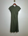 Nation 100% Pima Cotton Army Green Frida Twist T - Shirt Midi Dress