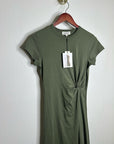 Nation 100% Pima Cotton Army Green Frida Twist T - Shirt Midi Dress