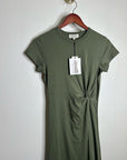 Nation 100% Pima Cotton Army Green Frida Twist T - Shirt Midi Dress