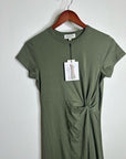 Nation 100% Pima Cotton Army Green Frida Twist T - Shirt Midi Dress