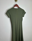 Nation 100% Pima Cotton Army Green Frida Twist T - Shirt Midi Dress