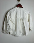 Nation LA 100% Pima Cotton Denim Snap Amelia Rufle Shirt in Cream