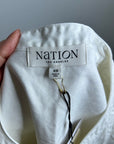 Nation LA 100% Pima Cotton Denim Snap Amelia Rufle Shirt in Cream