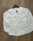 Nation LA 100% Pima Cotton Denim Snap Amelia Rufle Shirt in Cream