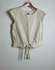 Patagonia 100% Organic Cotton Striped Neutral Tie Front Blouse