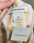 Club Monaco Linen Cotton Yellow Striped Easy Popover Shirt