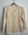 Club Monaco Linen Cotton Yellow Striped Easy Popover Shirt