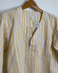 Club Monaco Linen Cotton Yellow Striped Easy Popover Shirt