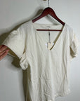 Nation LA 100% Cotton Emmy Cream Flutter Sleeve V - Neck Blouse Top