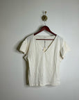 Nation LA 100% Cotton Emmy Cream Flutter Sleeve V - Neck Blouse Top