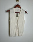 J. Crew Cashmere Silk Cream Knit Button Up Shell Vest Lightweight