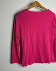 Nation Los Angeles 100% Cotton Bright Pink Long Sleeve Ruched Top