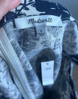 Madewell 100% Linen Boatneck Cinched Floral Tank Top Blouse in Oat