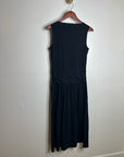 Nation LA 100% Pima Cotton Cleo Midi Dress Drop Waist in Jet Black