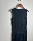 Nation LA 100% Pima Cotton Cleo Midi Dress Drop Waist in Jet Black